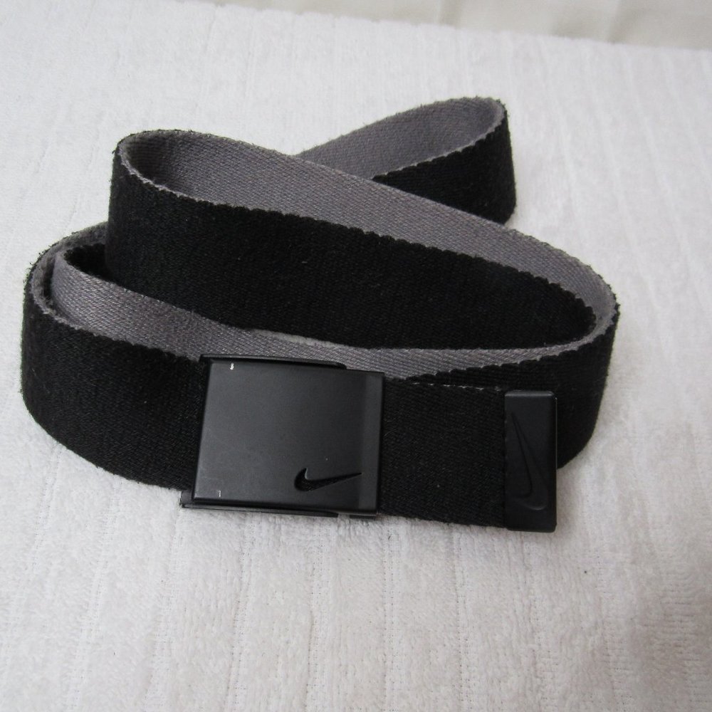 Nike Golf Men Black Canvas Sports Wide Belt 45 in Metal Subversive Gothic